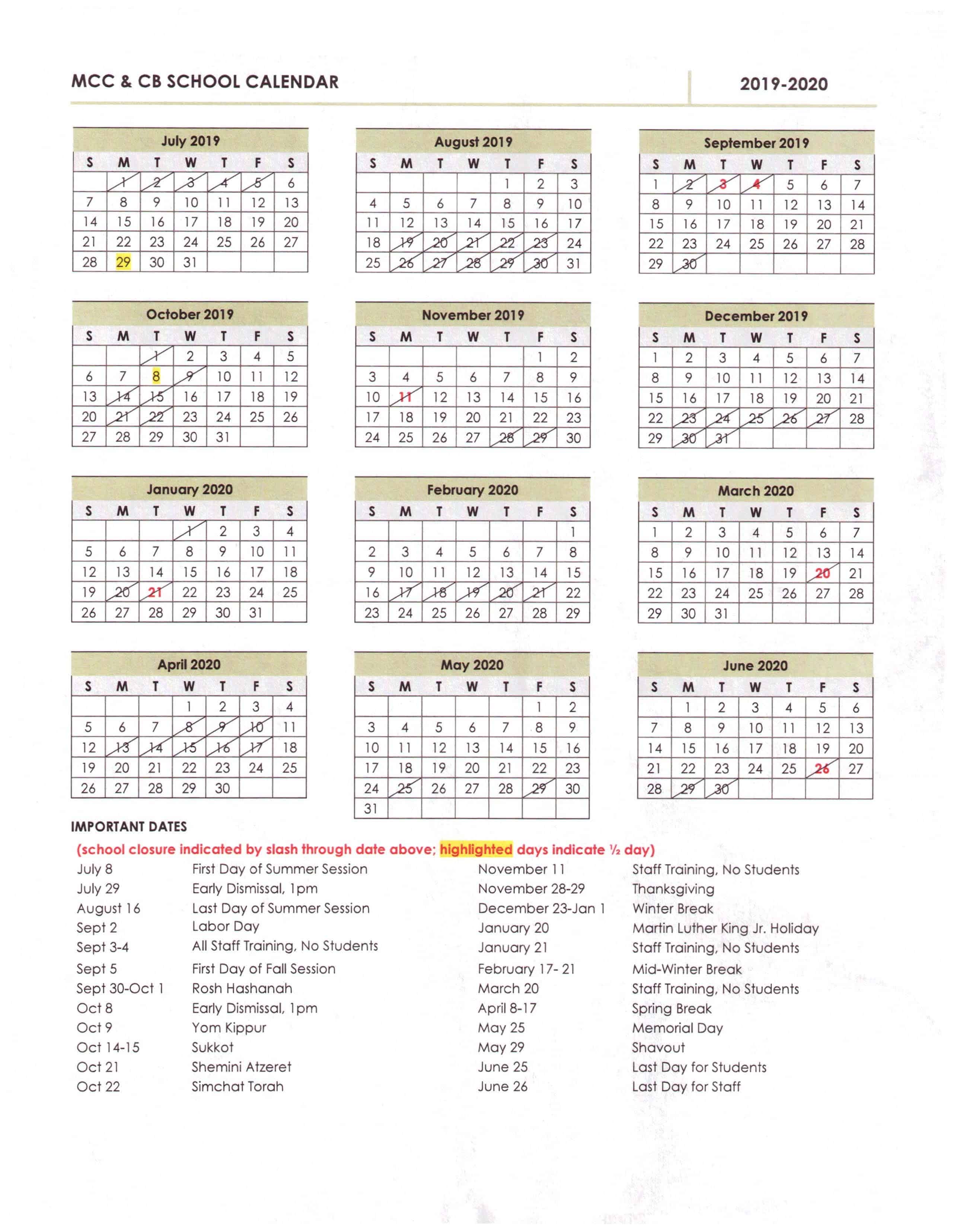 Mcc Academic Calendar - Customize and Print